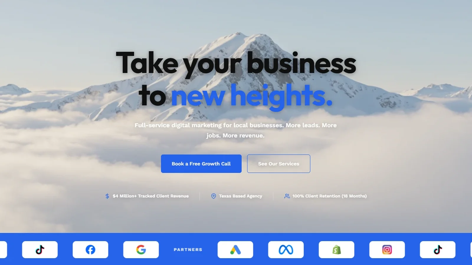 Summit Agency website homepage with partner platform banner
